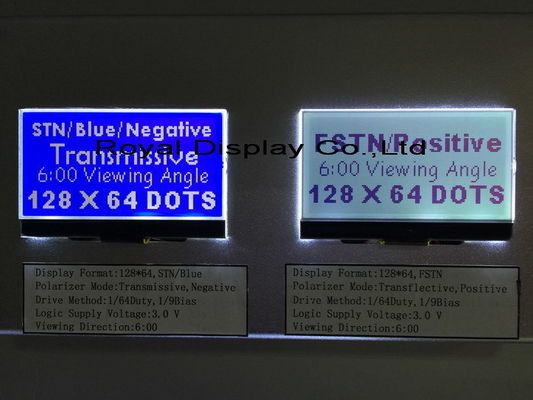 positive ZAHN 3V Mono-LCD 128x64 FSTN Anzeige Stn Gray For Medical Equipment