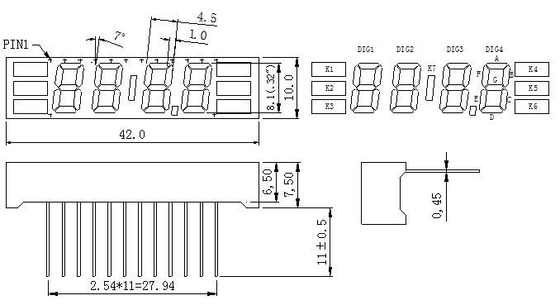Kundengebundene 4 Segmentanzeige 0.32inch TF der Stellen-7/rote Farbe FMs für Radiomp3-player