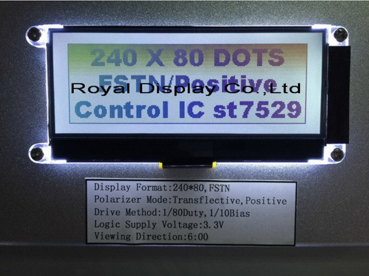 Anzeige 240X80 Dots Graphic Cog Stn FSTN LCD mit LCD-Hintergrundbeleuchtung