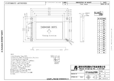 Kundenspezifisches grafisches LCD Modul RYP240160A RYP240160A 6 Uhr-Betrachtungs-Winkel