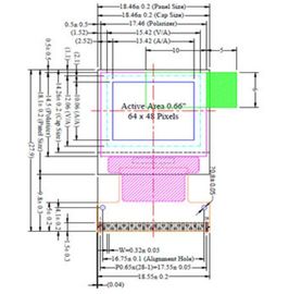 64 x 48 Anzeigen-Modul-verschiedene Größe/Farbe der Pixel-Entschließungs-OLED annehmbar