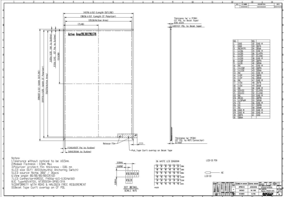 10.1 Zoll TFT-LCD-Modul INNOLUX P101SFA-AF0 Diagonal 1600*RGB*2560