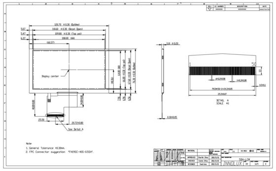 EJ050NA-01G Innolux 5 Zoll TFT-LCD-Modul Anzeige 800*RGB*480 Optional RTP