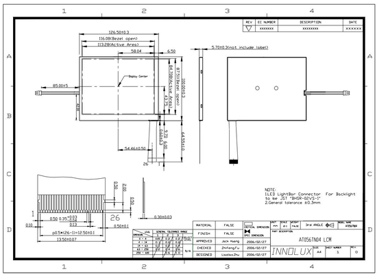 5.6 Zoll Innolux TFT LCD-Panel 320*234 RGB At056tn04 Analog Touchscreen