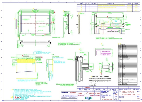 7 Zoll TFT-LCD-Modul 800*480 RGB Boe AV070wvm-Nc1 LCD-Display