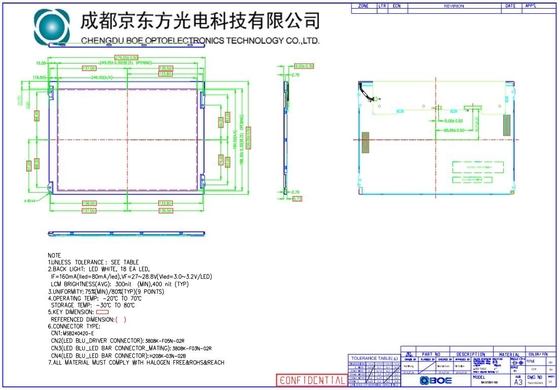 12.1 Zoll TFT-LCD-Panel Boe 800*600 RGB 800: 1 BA121S01-100 Extreme Wetterdesign