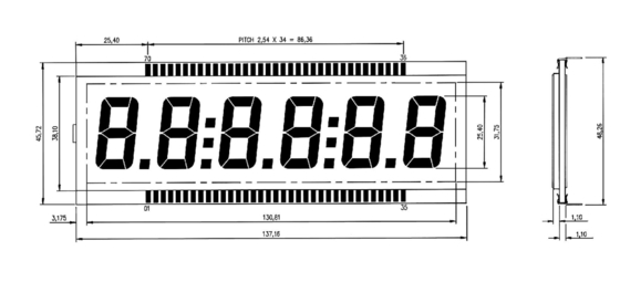 DE156-TU TN LCD Modul -40 bis +90 Grad Ersatz große Größe monochrome transflexive