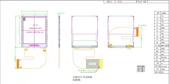 2.8'' IPS TFT LCD Modul 240*320 RGB freie Ansicht mit ST7789V-Display