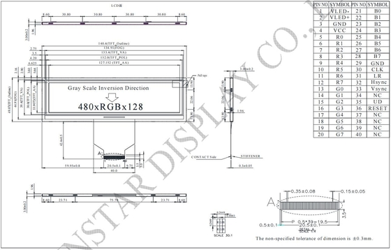 5.2' 480*RGB*128 TFT LCD Modul Winstar WF52ATLASDNN0 ersetzen um 6 Uhr
