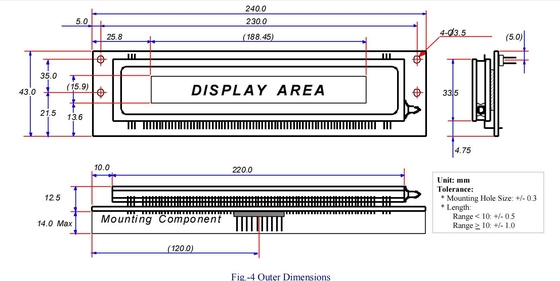 2*40 VFD-Display 40S203DA4 Rev1.0 blau-grün 5*7 Punktmatrix anpassbar