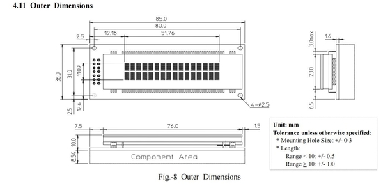 VFD Modul 16t202da1j 5*7 DOT Matrix 16*2 Ziffern Kompaktes Leichtgewicht anpassbar