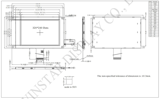 5.7' 320*240 TFT LCD-Modul 12h Positivübertragung ST7511U IC 3.3V