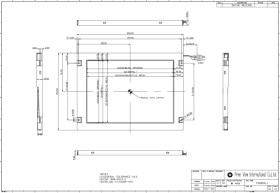 8' TFT LCD PD080SL1 PVI 800*600 RGB CCFL-Display Industrie-Touch-Wide Temperatur