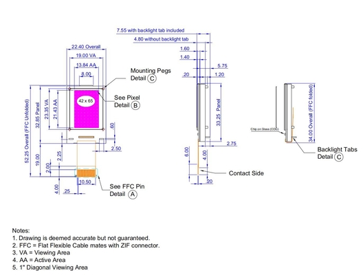 1.0'' Grafik-LCD-Modul FSTN 42*65 Negativ 12h St7565r Cfao4265A 100% Replikation Weite Temperatur anpassen