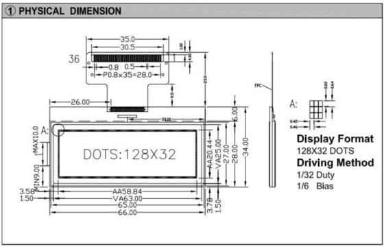 128*32 Grafik-LCD-Modul NT7534 mit Hintergrundbeleuchtung