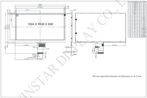 10.1'' 1024*RGB*600 TFT Breittemperatur-LCD-Modul 24-Bit-Schnittstelle