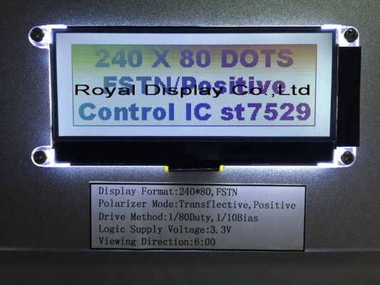 Kundenspezifische LCD-Anzeige Zahn PUNKT 3.3V positive Transflective ST7529 FSTN/Stn 240X80
