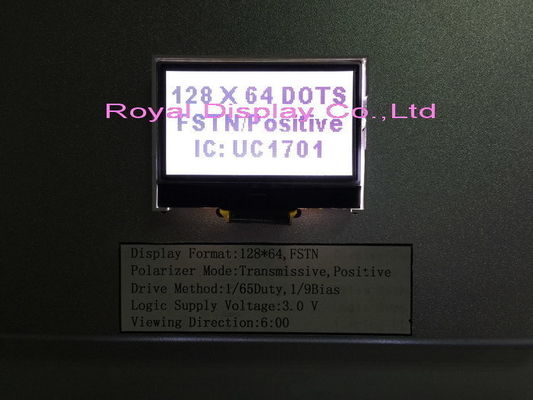 positive ZAHN 3V Mono-LCD 128x64 FSTN Anzeige Stn Gray For Medical Equipment