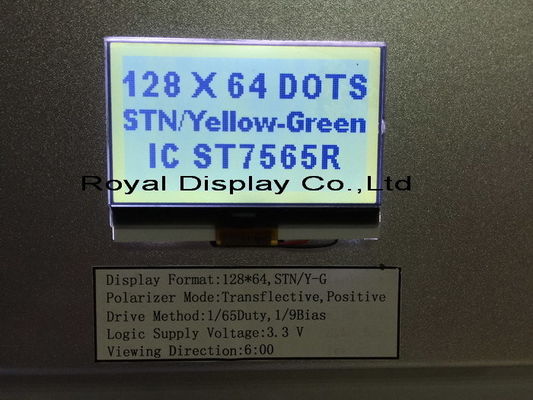 positive ZAHN 3V Mono-LCD 128x64 FSTN Anzeige Stn Gray For Medical Equipment