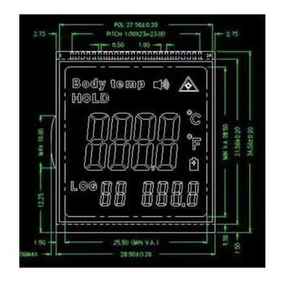 Lcd-Modul 3V RYD2119TM-01 ZAHN FPC FSTN Tn positives für Infrarotthermometer