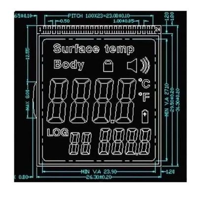 Lcd-Modul 3V RYD2119TM-01 ZAHN FPC FSTN Tn positives für Infrarotthermometer