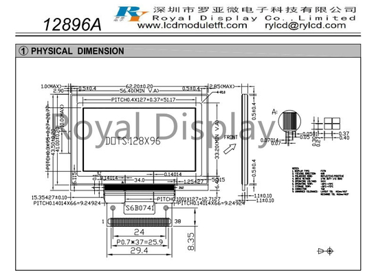 LCD-Monitor ZAHN grafische LCD Anzeige 128*96dots FSTN einfarbiger