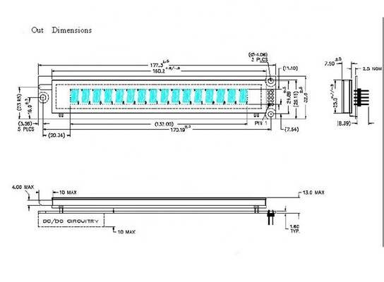 16 grafische Transmissive 1 Linie der Stellen-VFD der Anzeigen-16L101ss5 FSTN für Samsung
