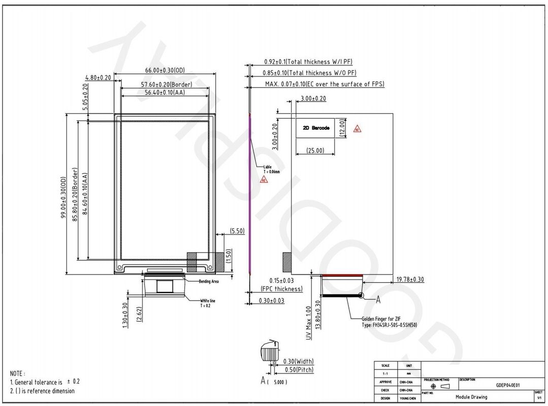 4.0' 400*600 Vollfarb-reflektierendes Standard-E-Papier-Display