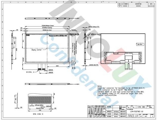 10.2 Zoll INNOLUX LCD Modul AT102TN03 V.8 800*3RGB*480 Anzeige