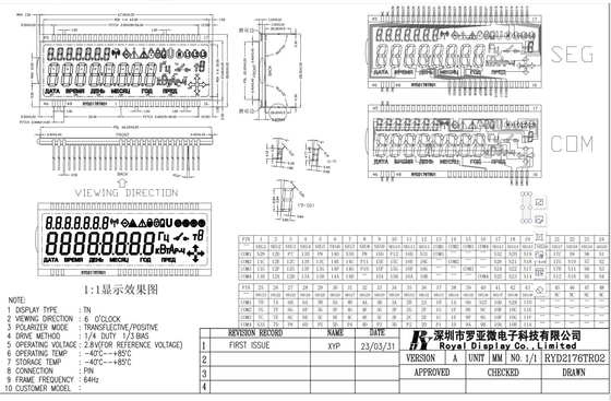TN-LCD-Modul positiv -40 °C-Anzeige für Energiezähler