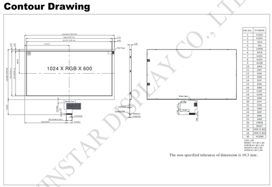 10.1'' 1024*RGB*600 TFT-LCD-Modul 16:9 Breitblick MIPI-Schnittstelle Winstar-Ersatz
