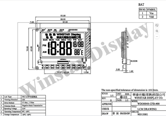 FSC-LCD-Modul Anpassbar 12H Negativ Schwarz Übertragbares Feld Sequentielle Farbe Winstar