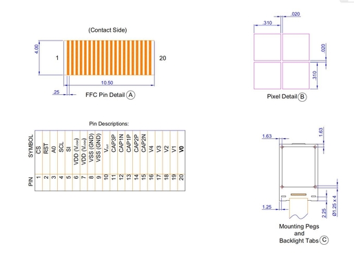 1.0'' Grafik-LCD-Modul FSTN 42*65 Negativ 12h St7565r Cfao4265A 100% Replikation Weite Temperatur anpassen
