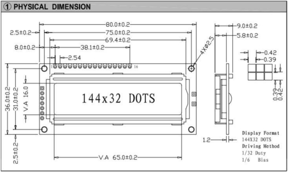 144*32 Grafik-LCD-Modul mit LED-Hintergrundbeleuchtung für die Industrieanzeige ST7920/ST7921
