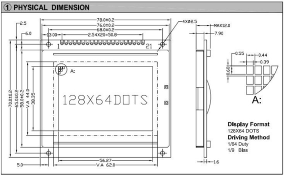 128*64 Grafik-LCD-Modul STN T6963C mit Hintergrundbeleuchtung