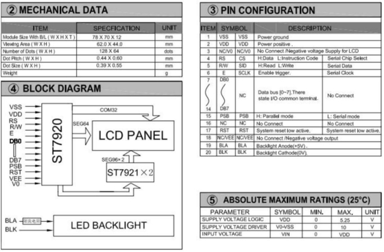 128*64 Grafik-LCD-Modul mit PCB St7920/St7921 FSTN Monochrome Industriebildschirm