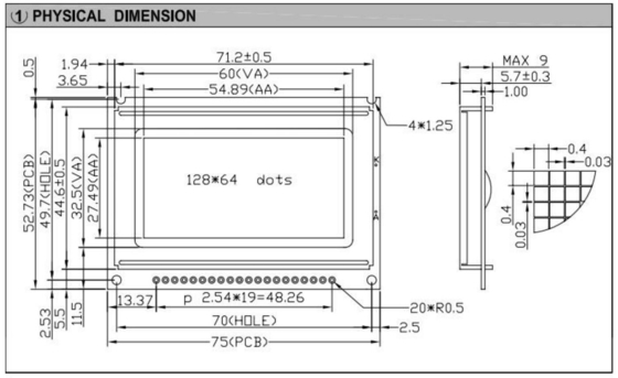 128*64 Grafik-LCD-Modul Monochrom STN Farbe Optional ST7920/ST7921 mit Hintergrundbeleuchtung Industrieanzeige