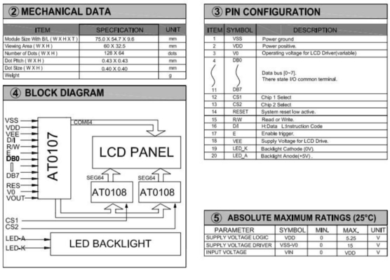 128*64 Grafik-LCD-Modul Farbe Optional 20 PIN AT0107/AT0108 STN Weite Temperaturanzeige Industriezwecke