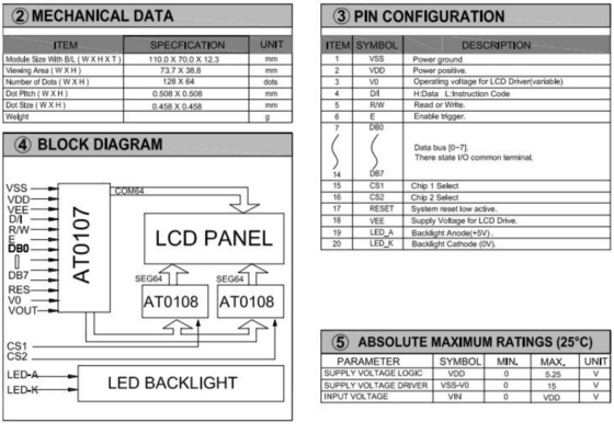 Großformat 128*64 Grafik-LCD-Modul 20 Pin Monochrom mit PCB-Rücklicht Industriedesplay Anpassen