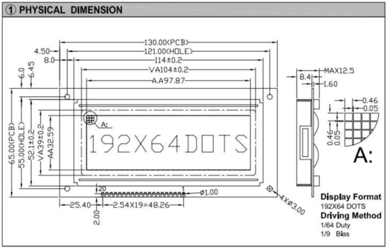 192*64 Grafik STN LCD Modul ST7920 mit Hintergrundbeleuchtung