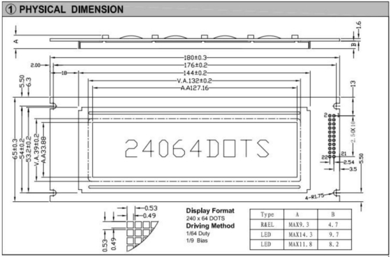 240*64 Graphische STN-LCD-Modul T6963C 20 PIN Breittemperatur-Industrieanzeige