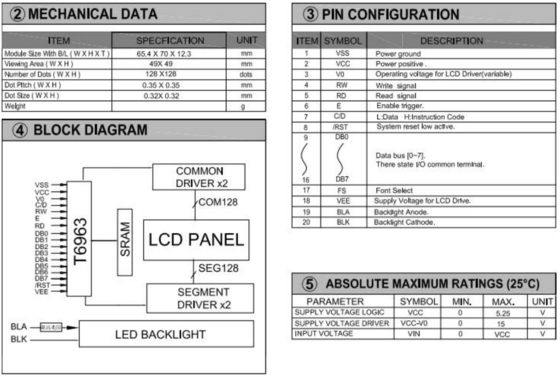 128*128 Graphisches FSTN-LCD-Modul mit PCB-Hintergrundbeleuchtung