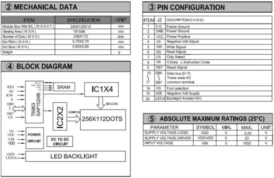 256*112 Grafik-LCD-Modul 12H STN Blaue Breittemperatur-Industrieanzeige