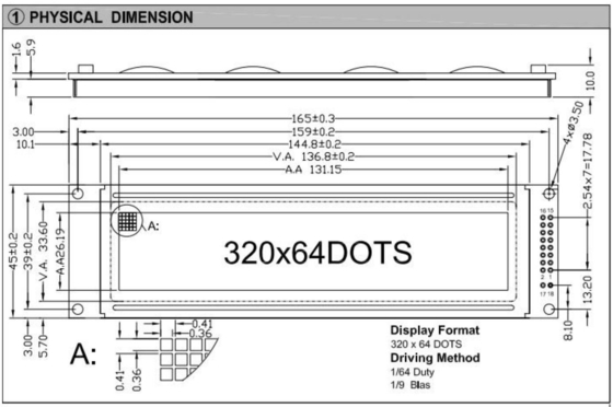 320*64 Stn Grafik-LCD-Modul Großgröße LC7981 Industrieanzeige mit Hintergrundbeleuchtung