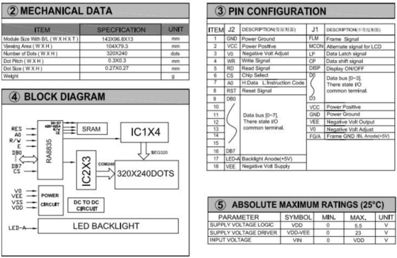 320*240 FSTN Grafik-LCD-Modul RA8835 6H Industrieanzeige mit großer Temperatur