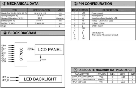 38*16 Zeichen FSTN LCD-Modul St7066 mit Hintergrundbeleuchtung
