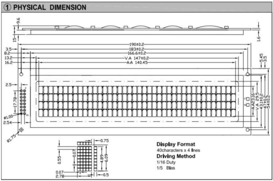 40*4 Zeichen LCD-Modul Große Größe mit Hintergrundbeleuchtung Weite Temperatur Industrieanzeige