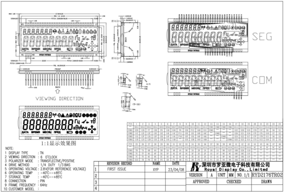 TN-LCD-Modul 2.8v -40 Grad Celsius transflektiver positiver 64Hz-Energiezähler