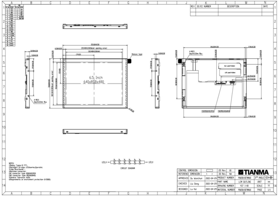 6.5'' VGA 640*RGB*480 LVDS-Schnittstelle Hochkontrast-Wide-Temperatur-LCD-Modul