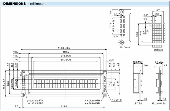 24*2 Zeichen LCD-Modul STN Grau gelb blau grün breittemperaturtechnische Anzeige